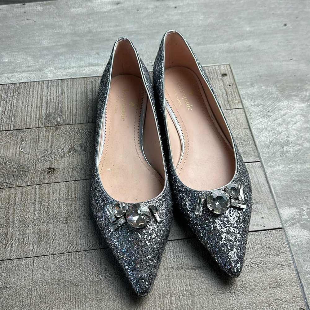 Kate Spade Silver Glitter Flats